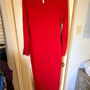 La Seduction Long Sleeve Red Bodycon Dress